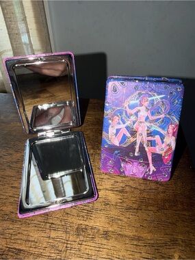 K Pop Purple Illustrated Compact Mirror